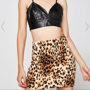 High Waisted Leopard Print Mini Skirt